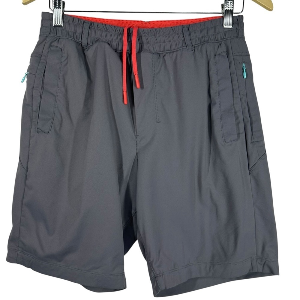 BIRDOGS Grey Lined Elastic Drawstring Waist Shorts with Pockets Medium
